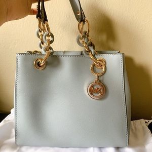 MK Michael Kors DustyBlue Satchel CrossbodyHandbag